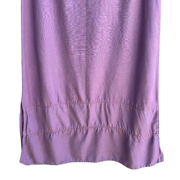 Azieno Vintage Womens Sleeveless Purple Linen Tiered Hem Side Slit Maxi Dress M - Picture 6 of 8